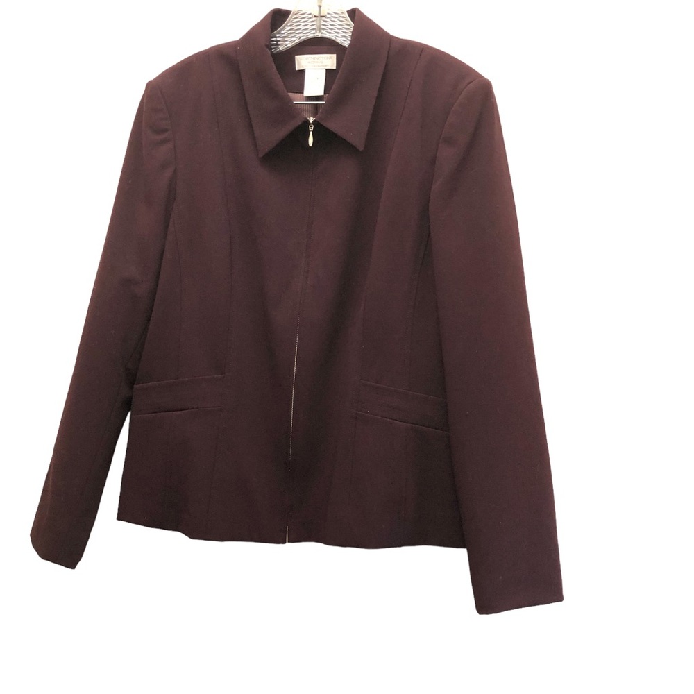 Worthington Works Stretch Separates Zip Up Blazer Light Jacket W Size 12 Maroon